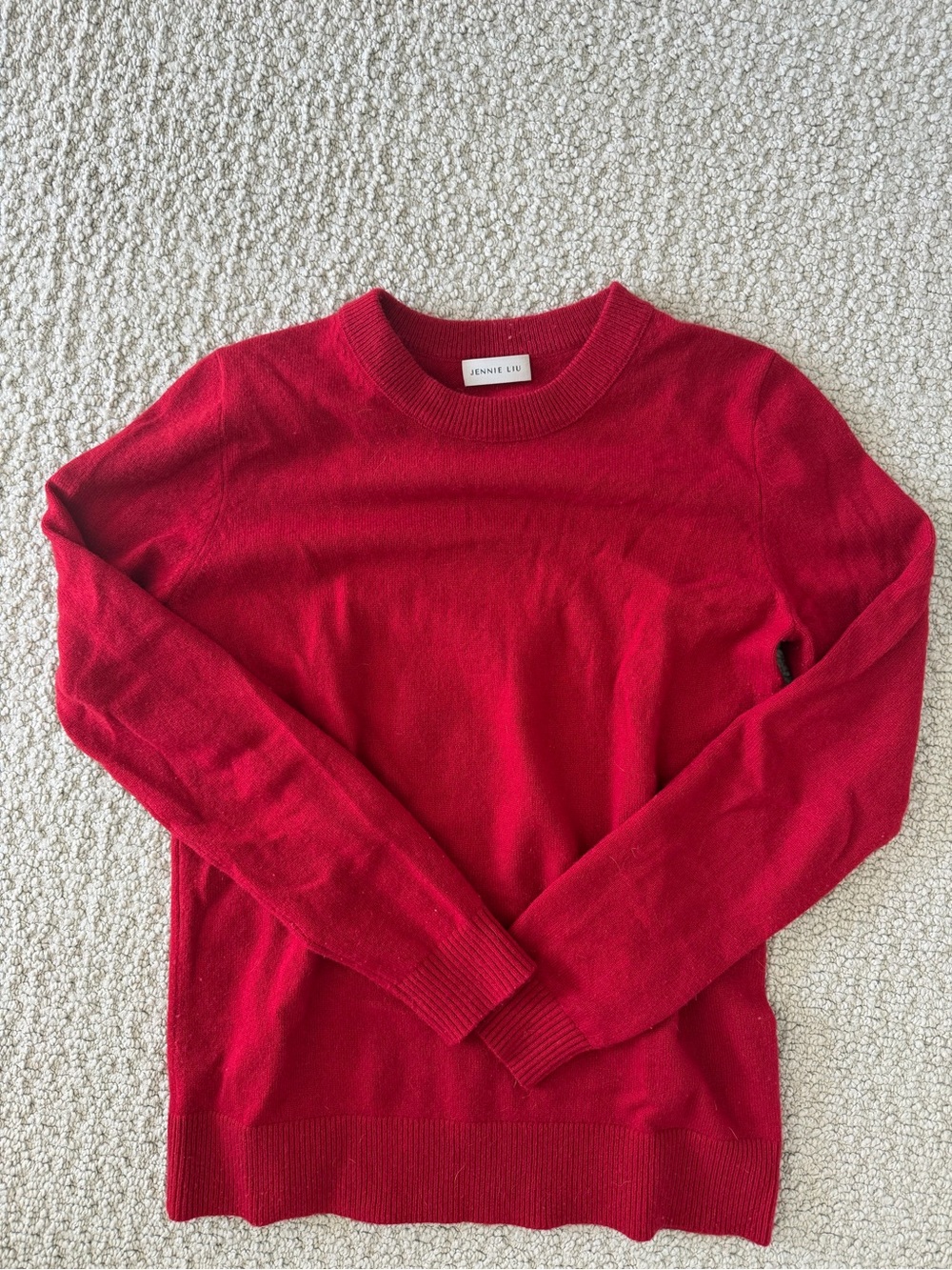 Jennie Liu Cashmere Red Crewneck Sweater - Women's Classic Knit